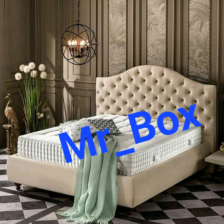 تختخواب باکس هتلی ثابت لبه دار با تاج تخت خواب بدون تشک