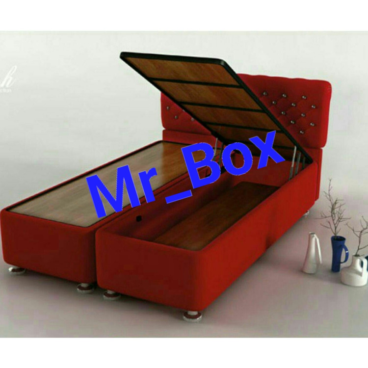 تختخواب باکس هتلی جکدار دوتیکه با تاج تخت خواب