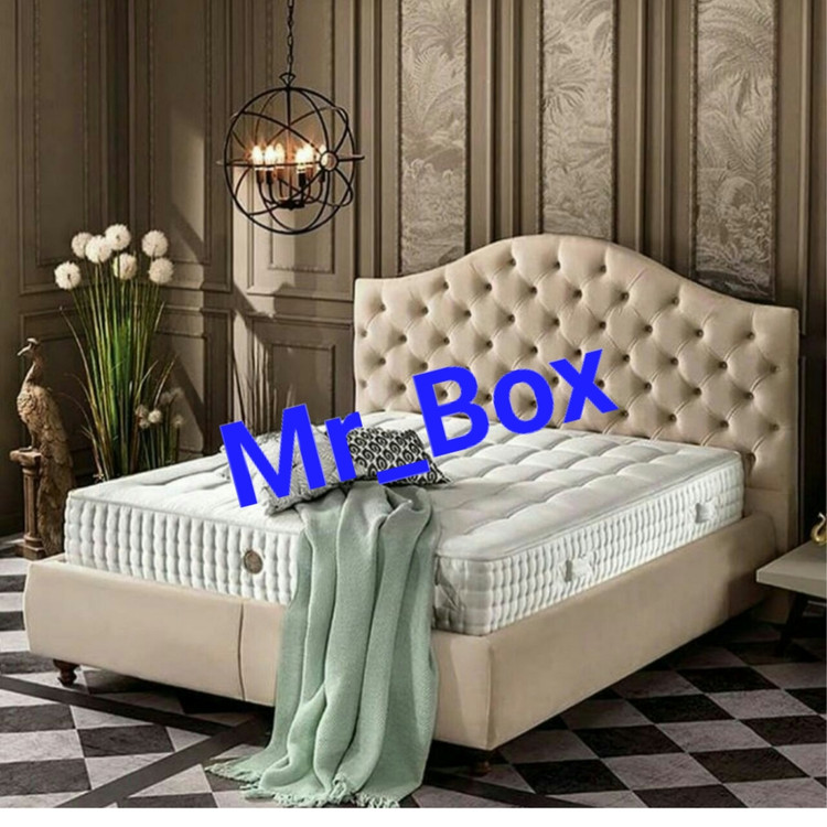 تختخواب باکس هتلی ثابت دوتیکه لبه دار با تاج تخت خواب بدون تشک